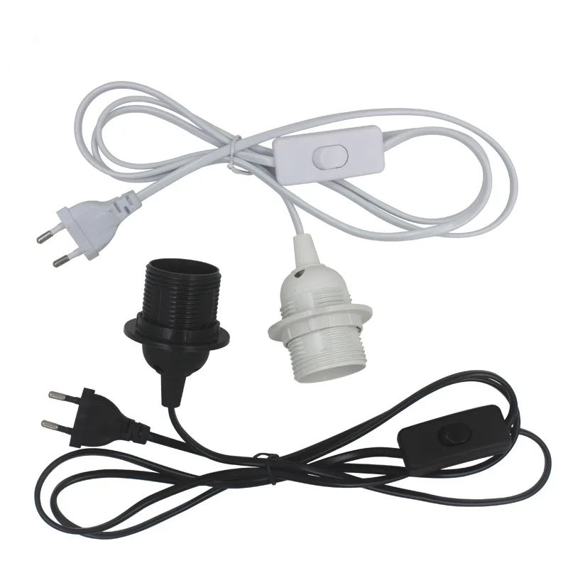 

303 Button Switch Wire Plug+E27 Lamp Holder Plug Wire 1.8m Power Cord EU US Plug E27 Bulb Holder Plug Wire