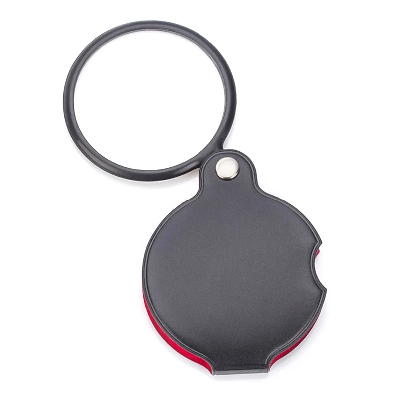 Portable Glass 48mm 8X Pocket Folding Magnifier Loupe Glass with Leather for Case Parents Seniors