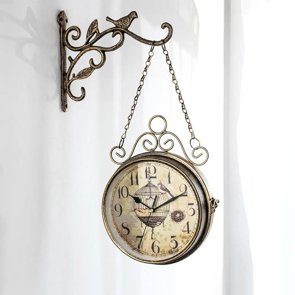 Decorative Double-Sided Wall Hanging Clock Cafe Restaurant Hotel Decoration