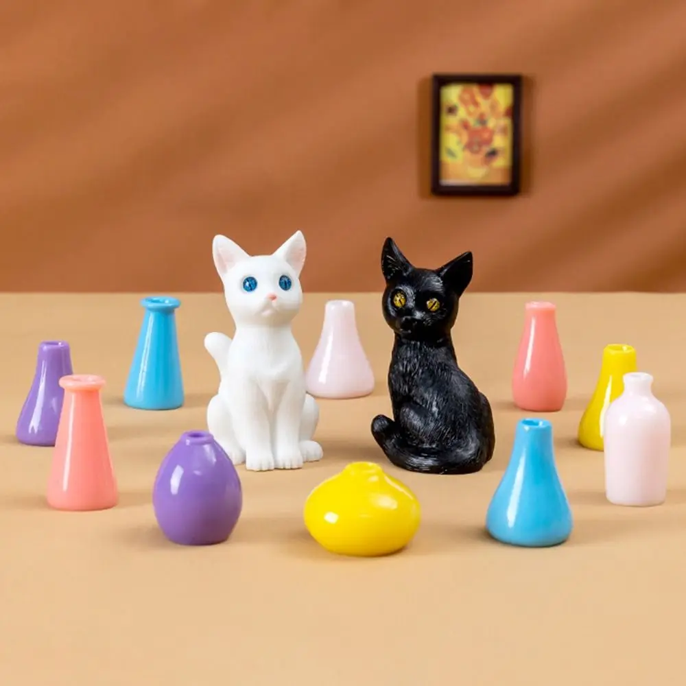 

New Simulation Color Cat Figurines Handmade DIY Doll House Vase Gift Miniature Decoration Pieces Miniature Figurines