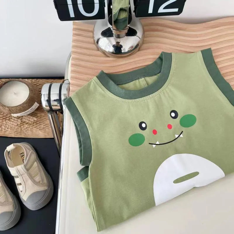 Dinosaur Baby Summer Romper Cotton Korean Infant Jumpsuits for Girls Boys Clothes Sleeveless Toddler Outfit Kids Onesie