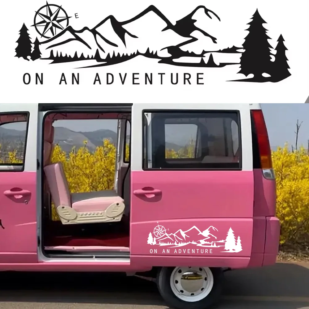 

Car Stickers Graphics Mountain On An Adventure Decor Decal Auto Decoration for Camper Van Caravan Motorhome RV Cargo Accessories