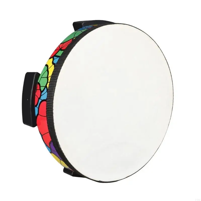 

77HC Kids Hand Drum Ground Drum Sheepskin Applique Tambourine Handheld Percussion Toy