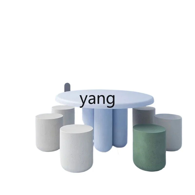 

LMM Square round Table round Stool FRP Outdoor Garden Villa Set Leisure Balcony