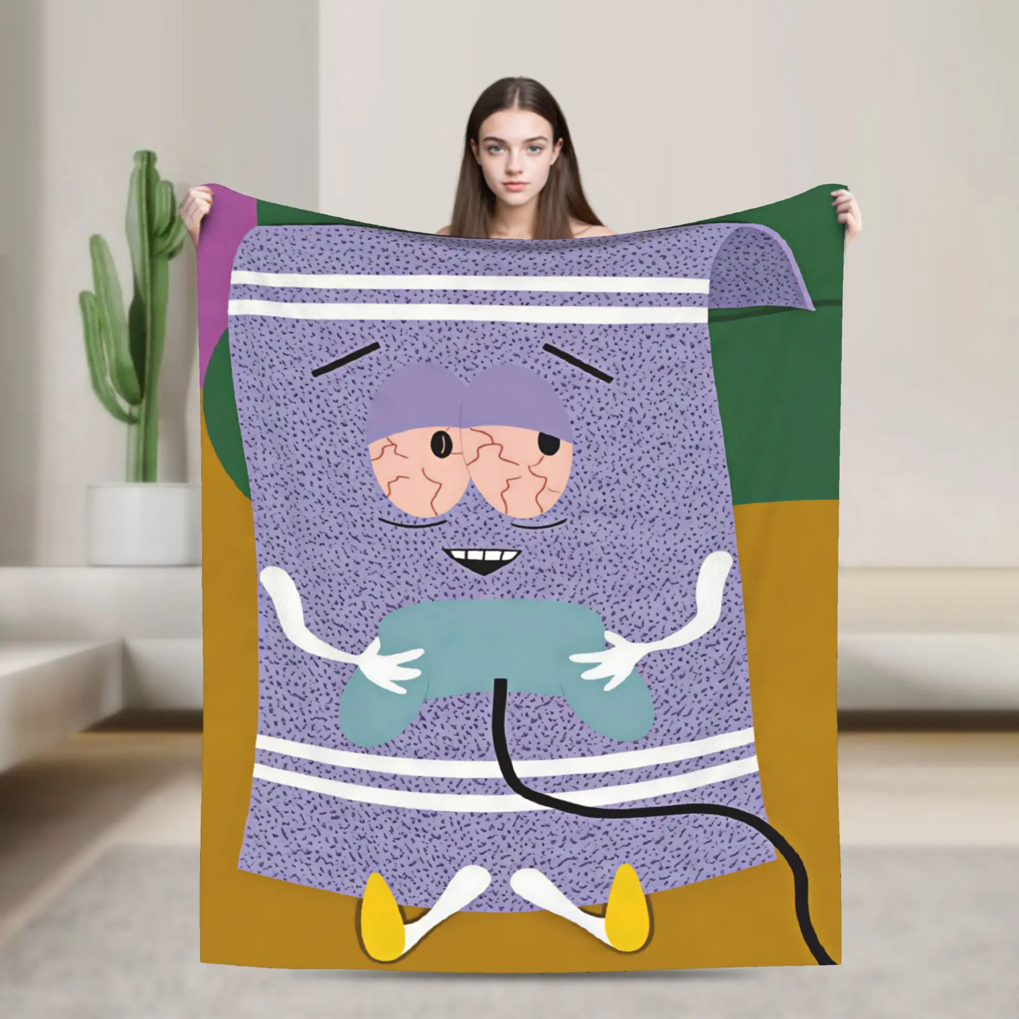 South Cartoon Park Towelie Flannel Blanket  Warm Throw Blanket for Outdoor Airplane Travel Graphic Bedspread Sofa Bed Cover