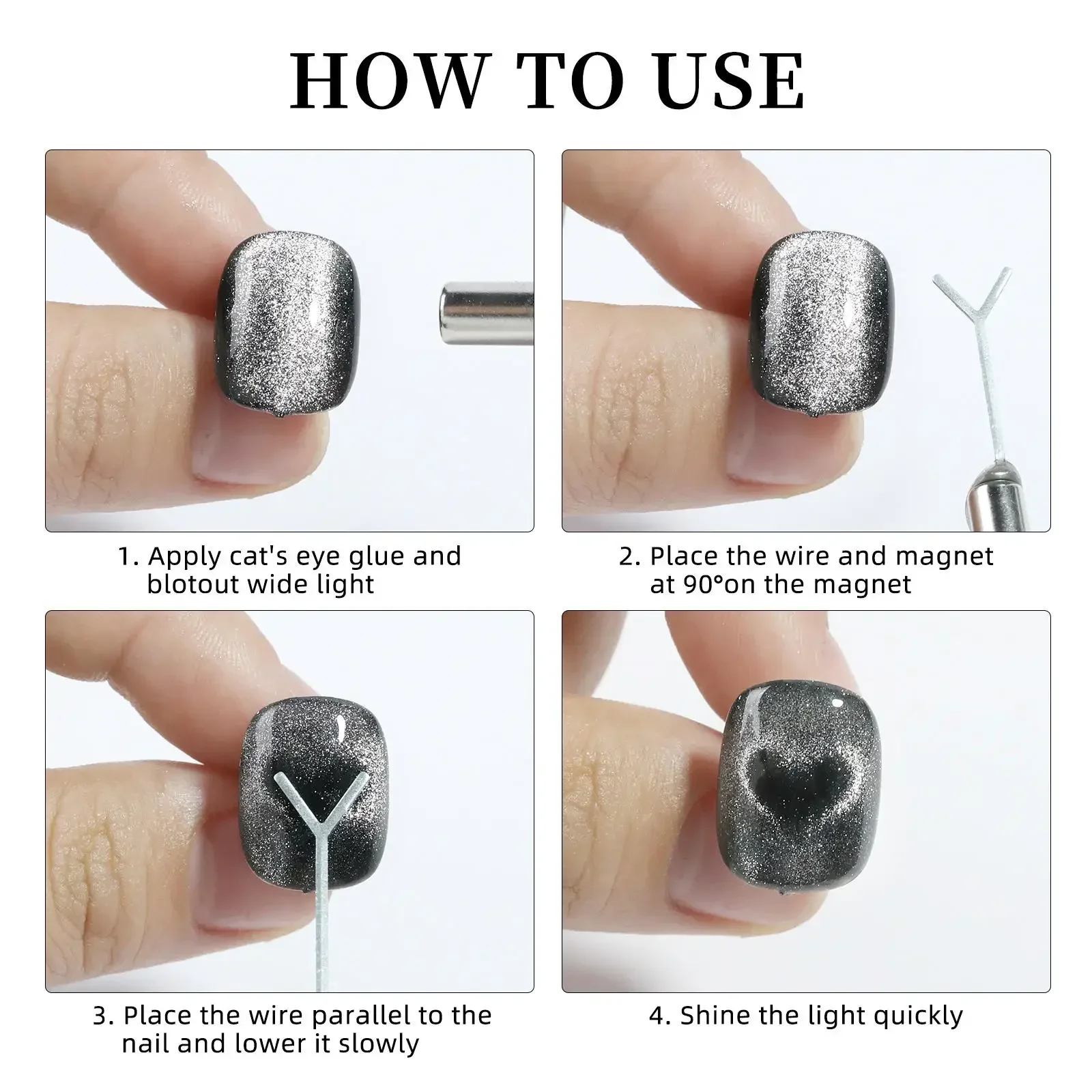 Magnete per occhi di gatto a forma di cuore Set di magneti per unghie Cat Eye a forma di Y Magnete con motivo d'amore adatto per strumenti magnetici per lucidatura del gel fai-da-te