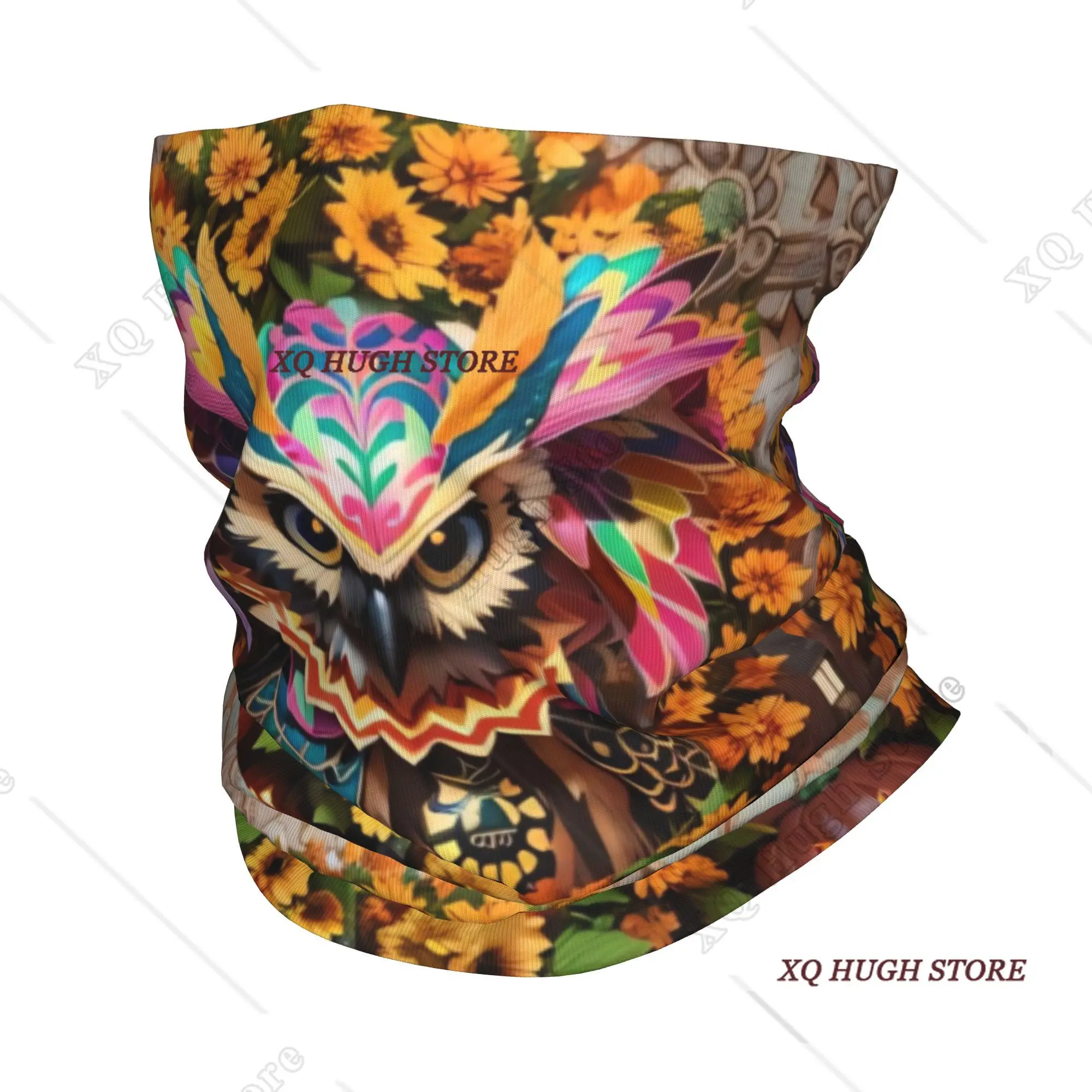 Custom Halloween Pumpkin Owl Bandana Winter Neck Warmer Women Windproof Wrap Face Scarf for Hiking  Gaiter Headband