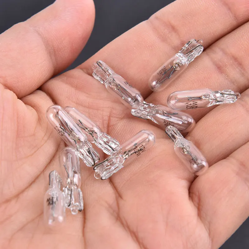 10Pcs 12V 1.2W T5 Glass Bulb for Dashboard Instrument Panel and Brake Light Applications