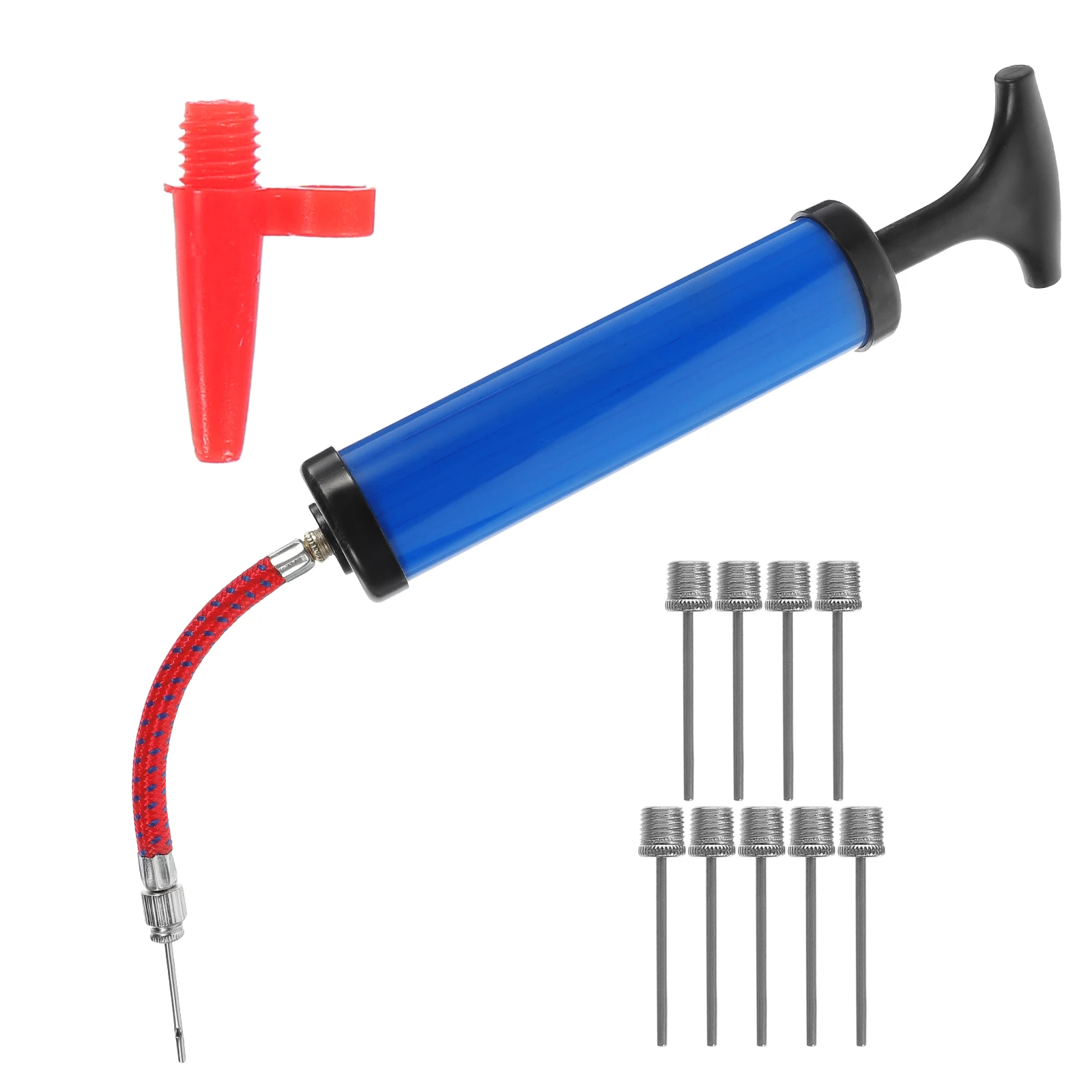

1 set Blue Ball Pump Set 8 Inch Cylinder 10 Needles Portable Mini Inflator Basketball Football High Pressure Sturdy Reusable