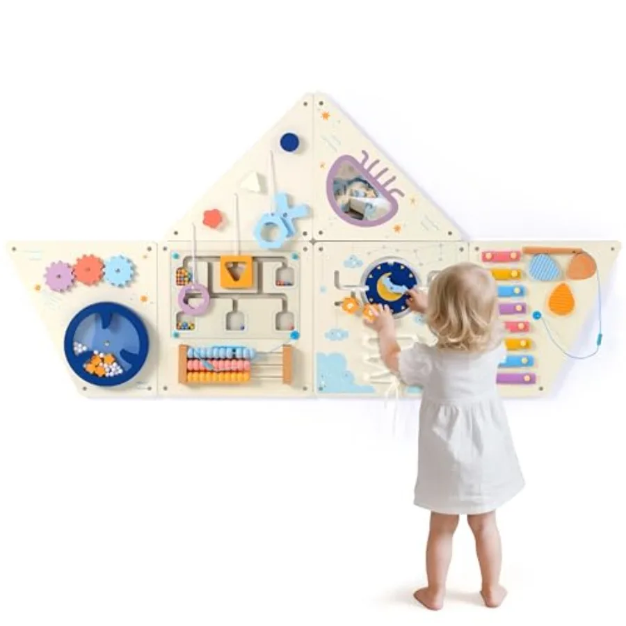 Tangram Activity Wall Busy Board Panels 12-In-1 Learning Activity Center Wooden…
