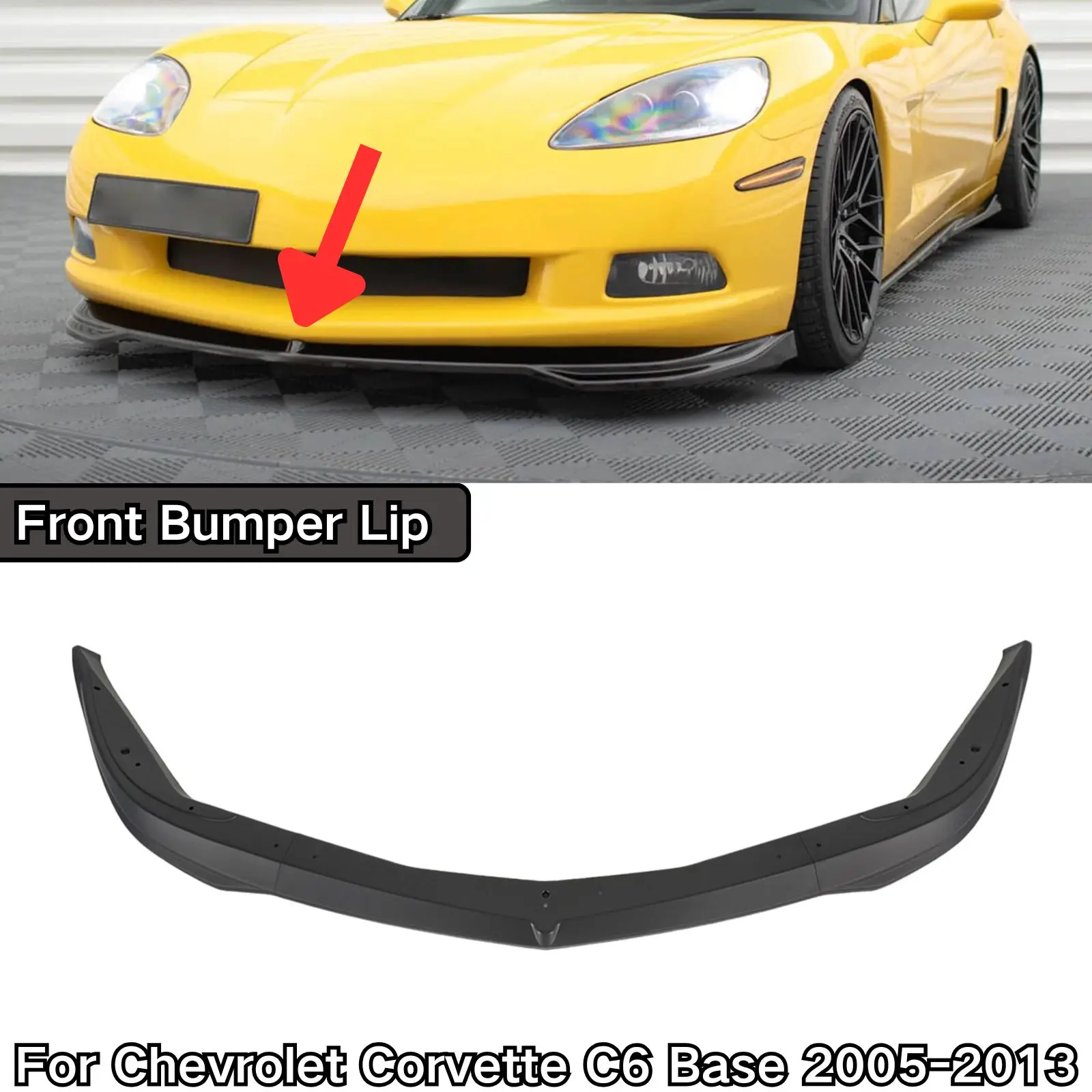 Alerón Delantero para Chevrolet Corvette C6 Base 2005-2013, Fibra de Carbono Pintada, Accesorios para Auto, Kit de Carrocería, Negro Mate