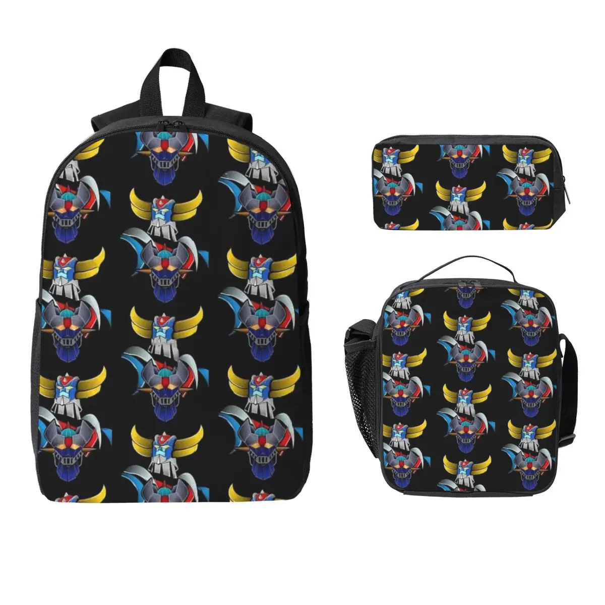

MAZINGER Z, Grendizer, Goldorak, ROBOTS Рюкзак BookBag Школьная сумка Сумки на плечо для ноутбука Изолированная сумка для обеда 3 шт. Пенал