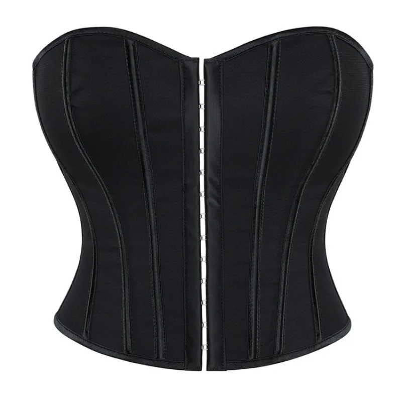 Top corsé negro sexy sin tirantes con hombros descubiertos, estilo streetwear, camisola sin espalda para verano, lencería, bustier para mujer