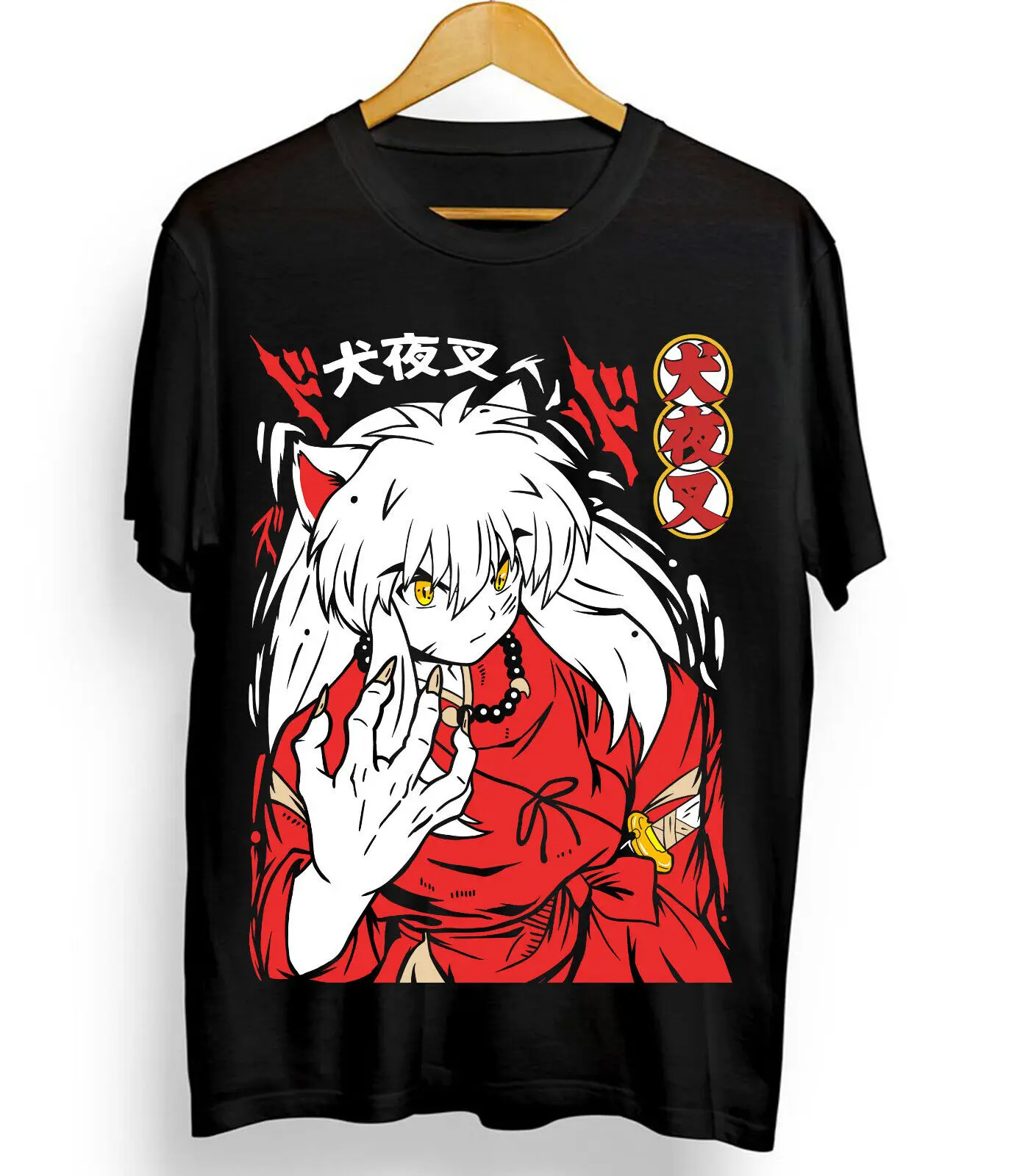 Inuyasha Sesshomaru T-shirt Red Moon Inu Yasha Kawaii Anime Tee Shirt All Size