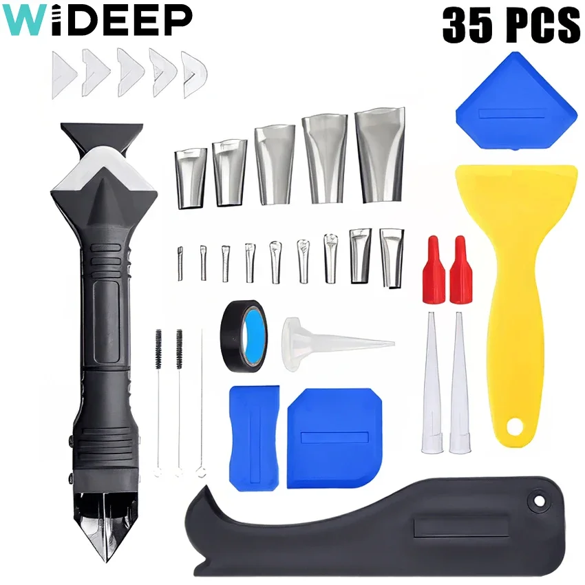 

35pcs 3 in 1 Silicone Remover Sealant Smooth Scraper Caulk Finisher Grout Kit Tools Floor Mould Removal Hand Tools Set