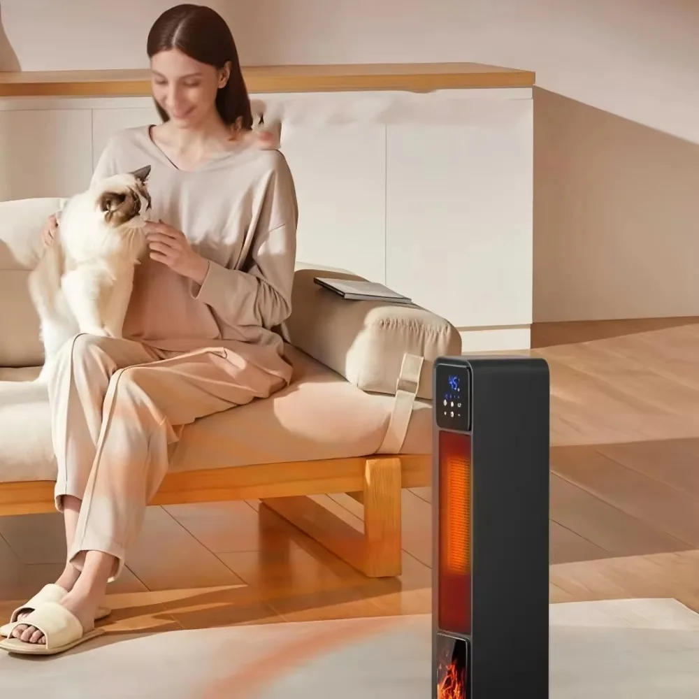 Fan Heater Hot Air Blower 2200W Electric Heating Fans 3D Flame Mini Space Heater Portable Fan Heaters for Home Office Bedroom