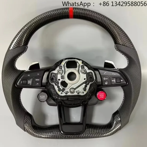 Carbon Fiber Steering Wheel for Audi Q7 Q8 SQ7 RSQ7 RSQ8 RS3 RS4 RS5 RS6 RS7 R8 A3 A4 A6 With a Start Button
