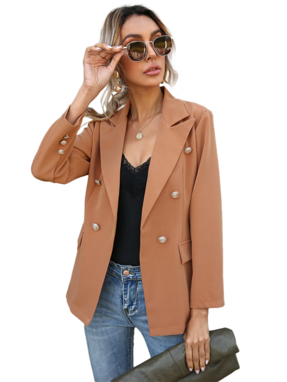 Women's Casual Sle Commute Ready Versatile Long Sve Suit Jaet 2024 Autumn Collection Faionable Slimming Design