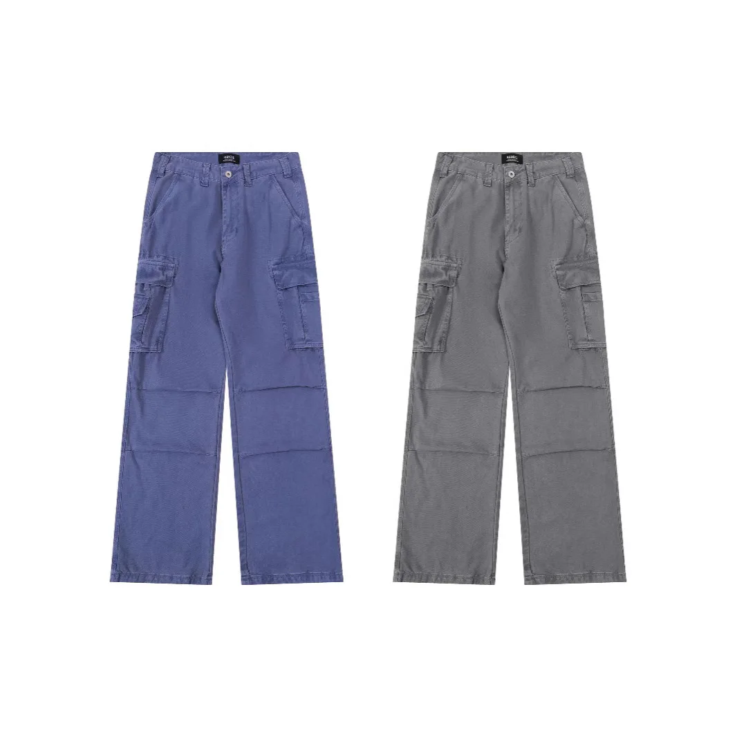 Nieuwe Amerikaanse retro noodlijdende multi-pocket cargobroek heren en dames losse rechte high street casual mode