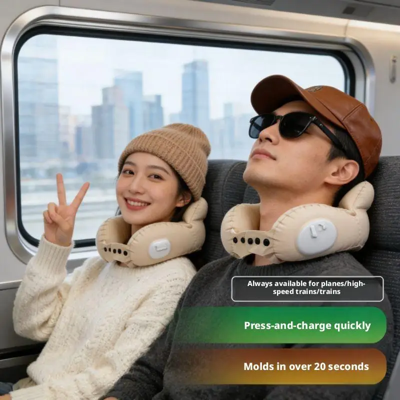 Outdoor Inflatable U-Shaped Pillow Portable Neck Pillow For Travel Long-Distance Sleeping Tool Pillow Without Tilting The Neck