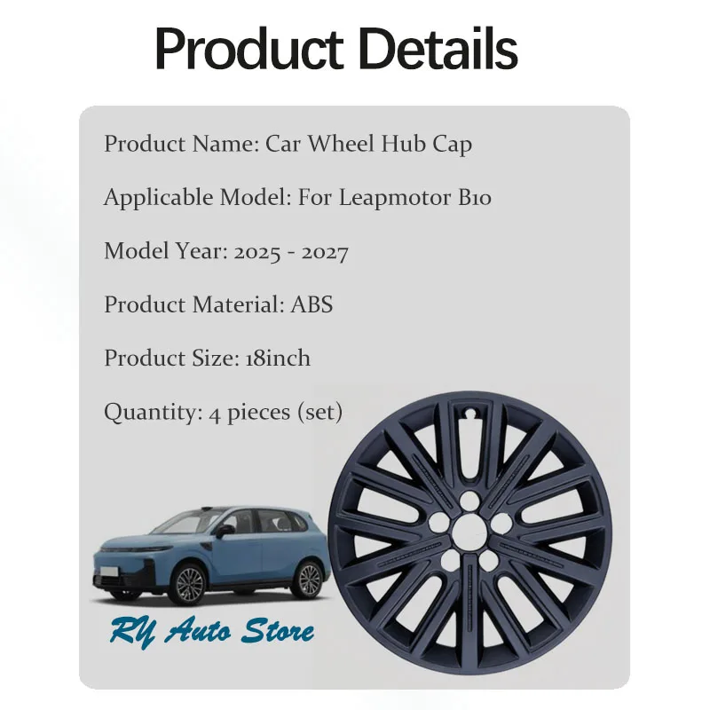 4PCS Car Wheel Hub Cap For Leapmotor B10 2025 2026 2027 18inch Glossy/Matte Black Pad Decorative Wheels Tire Modification Covers