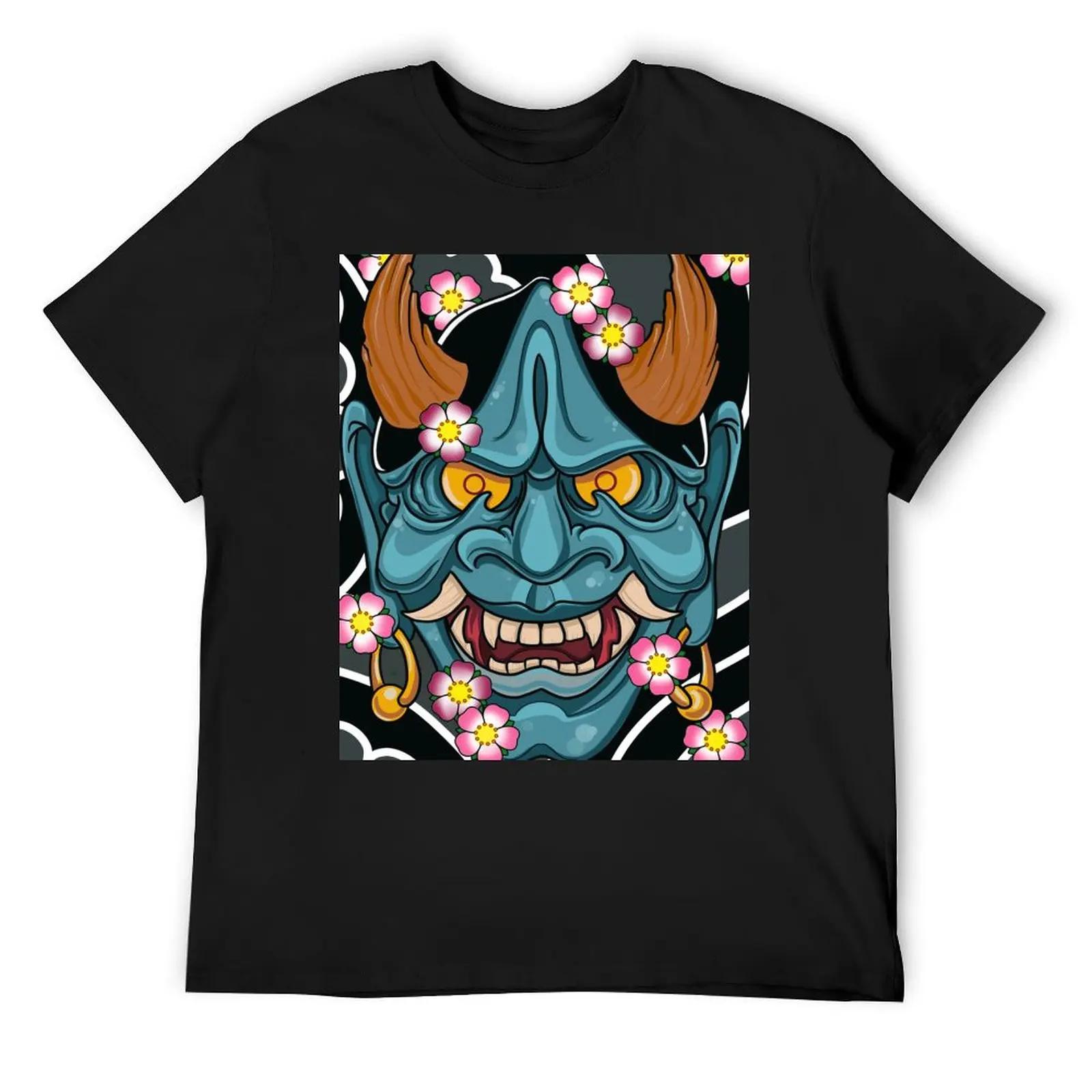 Blue Hannya Mask T-Shirt boys whites oversized t shirt mens graphic t-shirts