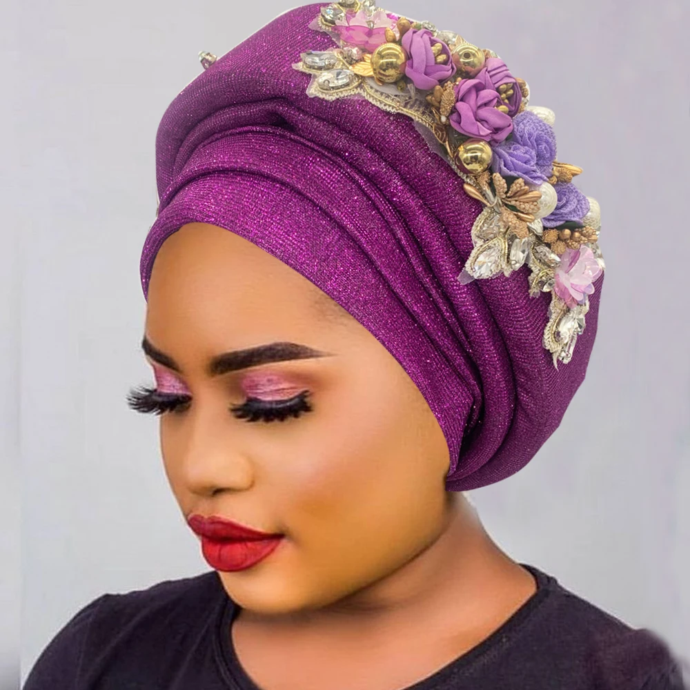 Exquisite Bouquet afrikanische Frauen Turban Kappe bereit zu tragen Nigeria Auto Gele Headtie weibliche Mode Kopf wickel Turbante Mujer