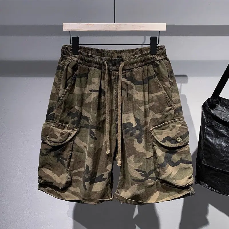 

Японские модные рабочие камуфляжные шорты с несколькими карманами, новые мужские свободные повседневные спортивные брюки с пятью точками