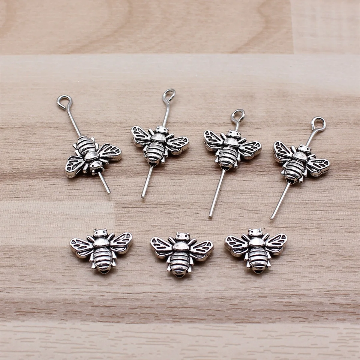IFOCUS 20pcs/Lot Bee Beads For DIY Jewelry Making Zinc Alloy 12x8mm/0.47x0.31inch