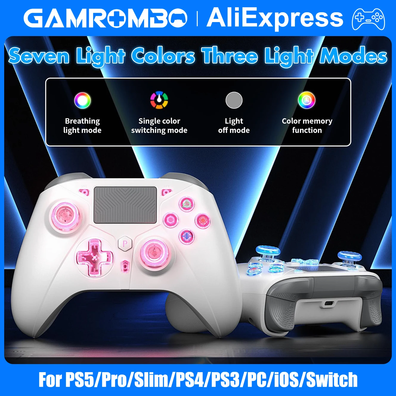 

Wireless Controller For PlayStation5/PS5/PS4/PC/iOS/Switch,Game Joystick 6-Axis Gyro,Dual Vibration,Turbo,Remote Control Gamepad