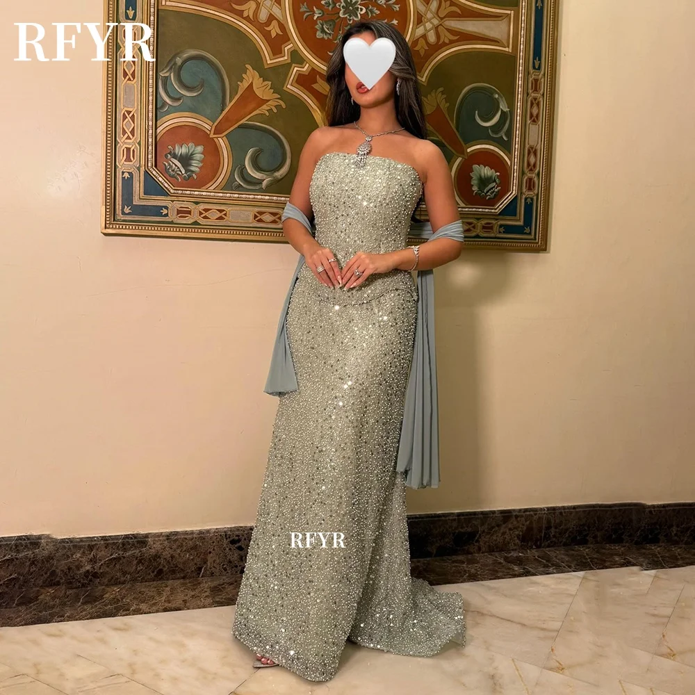 

RFYR Mermaid Evening Dress Beading Party Dress Glitter Prom Dress Luxury Party Dress for Women Vestidos De Noche Customized