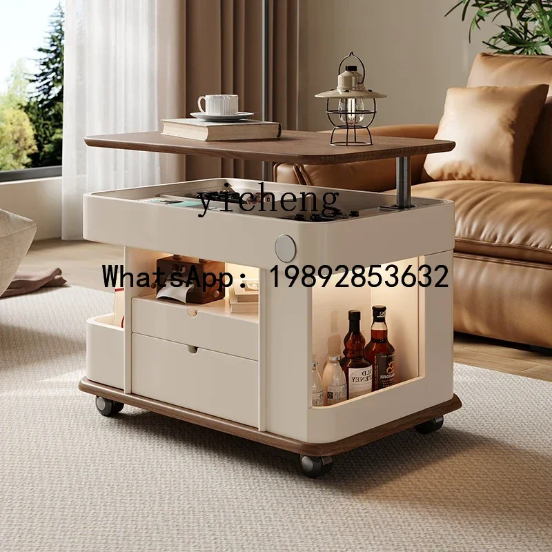 F1 طاولة القهوة المتنقلة غرفة المعيشة المنزلية شقة صغيرة الحديثة طاولة جانبية بسيطة عربة متعددة الوظائف #4