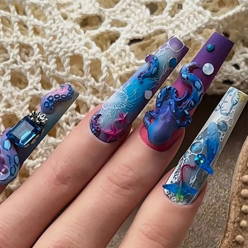 3D Silicone Transparent Nail Mold Bunny Strawberry Ocean Octopus Cartoon Rabbit Flower DIY Nail Art Decor Manicure Design Tool