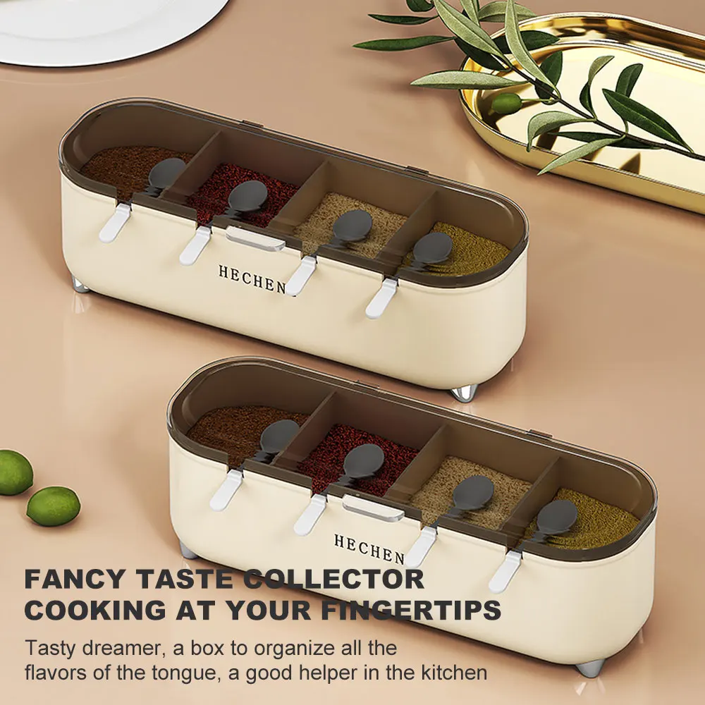 2024 Salt Spice Jars With Spoon And Lid Eco-Friendly Portable Condiment Box Seasoning Containers For Outdoor Kitchen Cooking BBQ