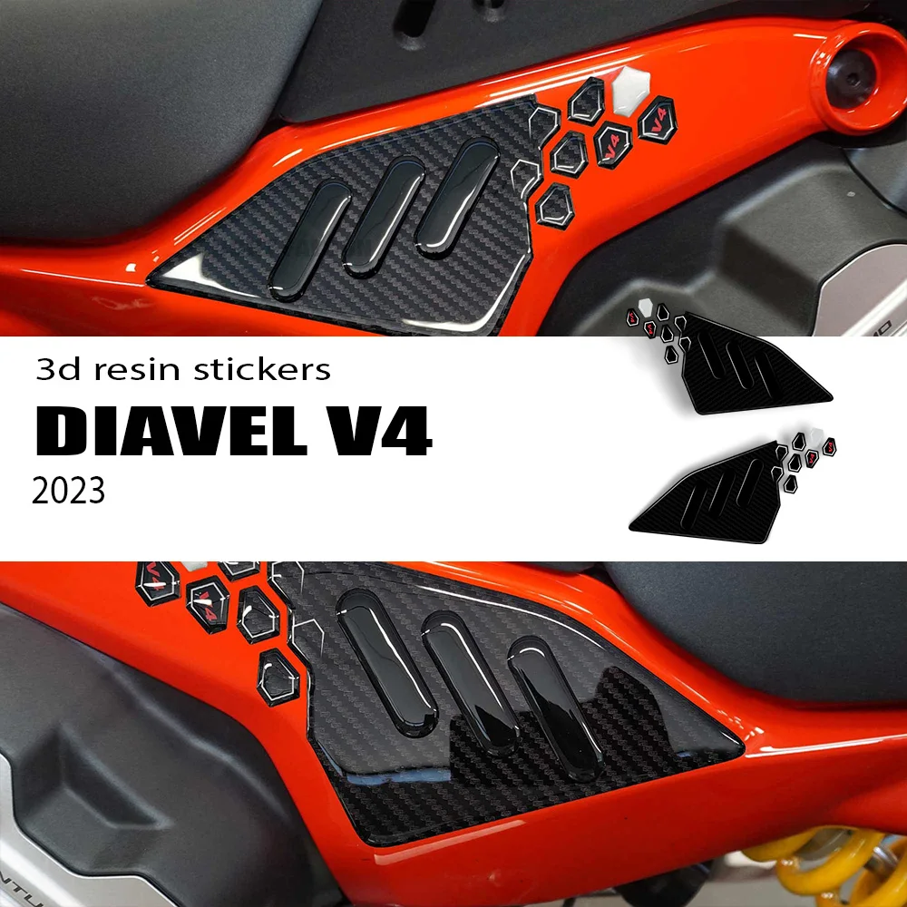 Brand New Diavel V4 2023 Motorcycle Accessories Side Area Protector 3D Epoxy Resin Sticker Kit for Ducati Diavel V4 2023-