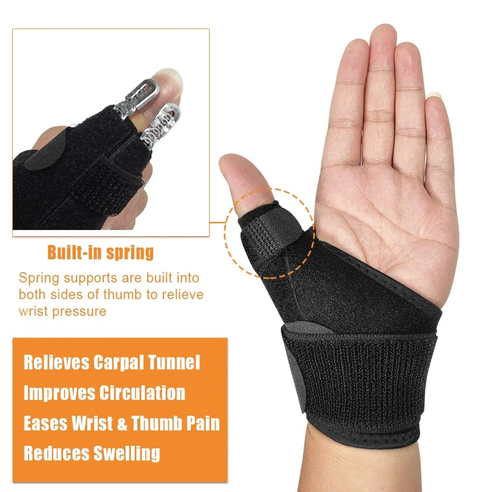 Adjustable Wristband Wrist Support Brace Thumb Splint Carpal Tunnel Wrist Compression Wrap for Arthritis Tendinitis Pain Relief