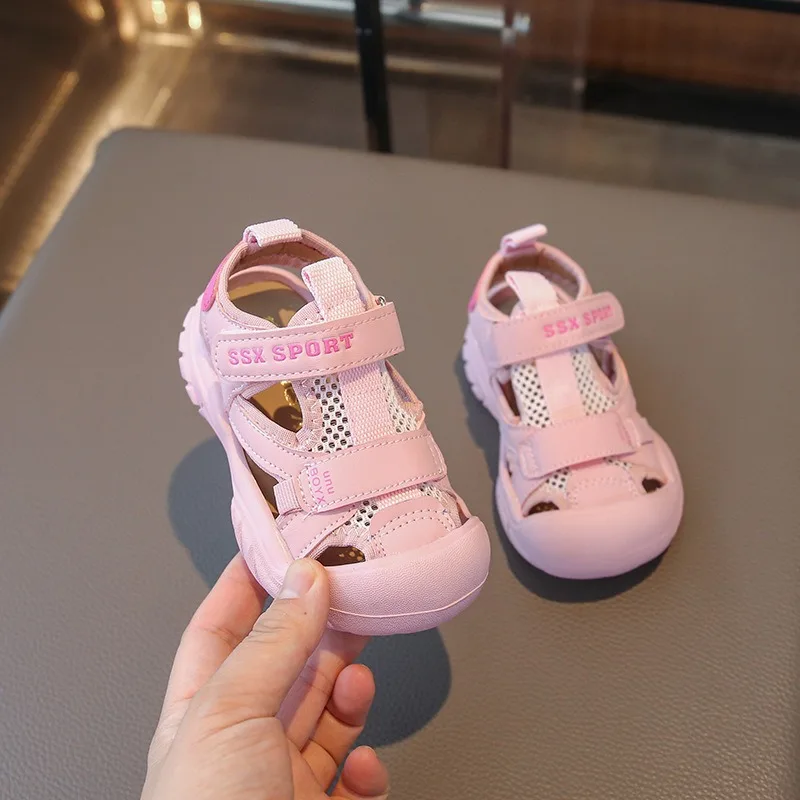 

Summer Children Anti-Kick Breathable Water Shoes Boys Girls Hollow Outdoor Shoes Casual Mesh Shoes Kids Closed-Toe Beach Sandals