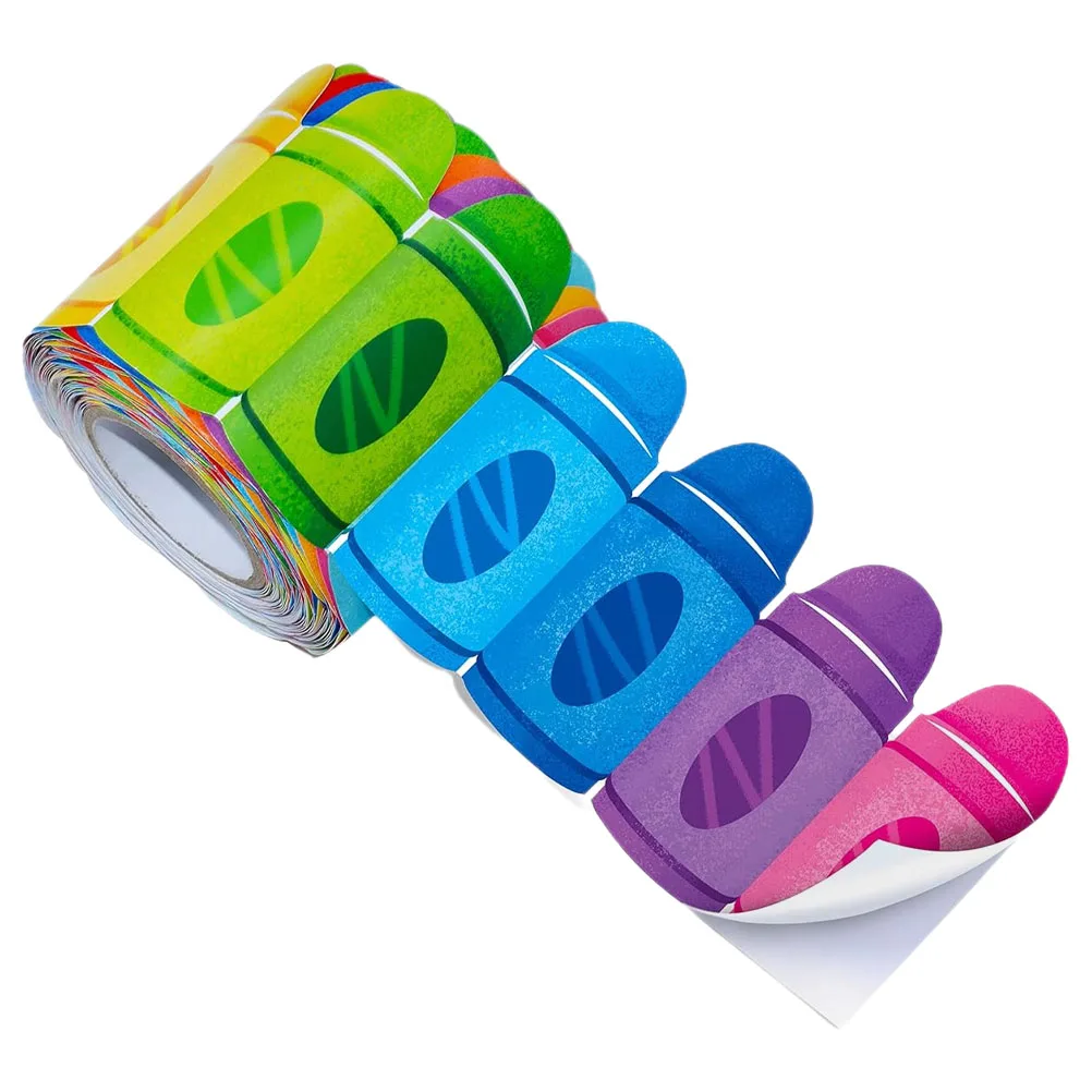

Crayon Border Stickers Coated Paper Classroom Decor Bulletin Board Decorations Adhesive Teaching Supplies