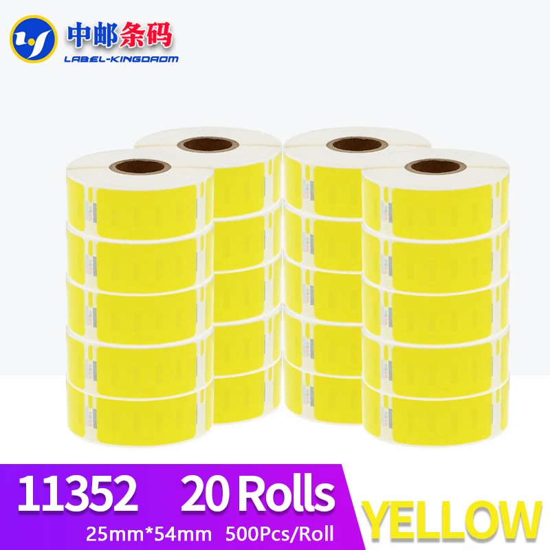 

20 Rolls Dymo 11352 Yellow Color Generic Label 25mm*54mm 500Pcs Compatible for LW400 LW450 Turbo 4XL Thermal Printer