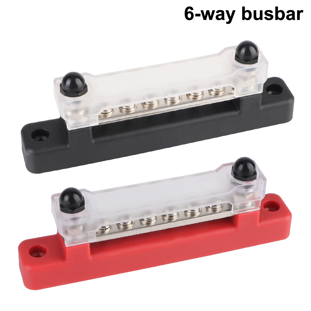 Universal Power Distribution Block 6 Ways Circuit Busbar Plug Electro Junction Bus Bar 48V 150A DC For Boat Truck RV Caravan Car