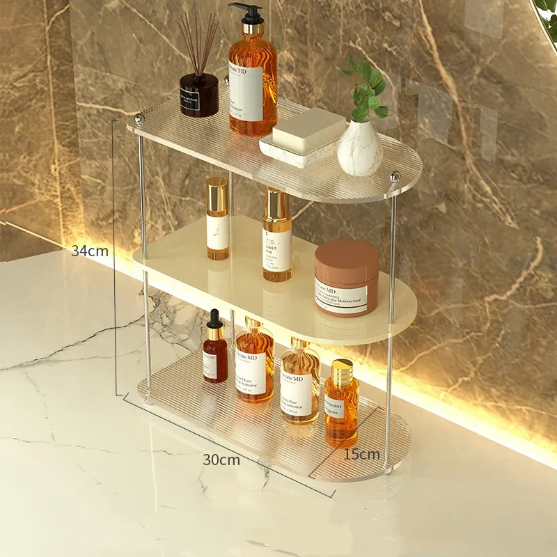 Acrylic Bathroom Organizer Rack Luxury Makeup Cream Skincare Perfume Storage Holder Home Tabletop Shampoo Shelf 3 Colors