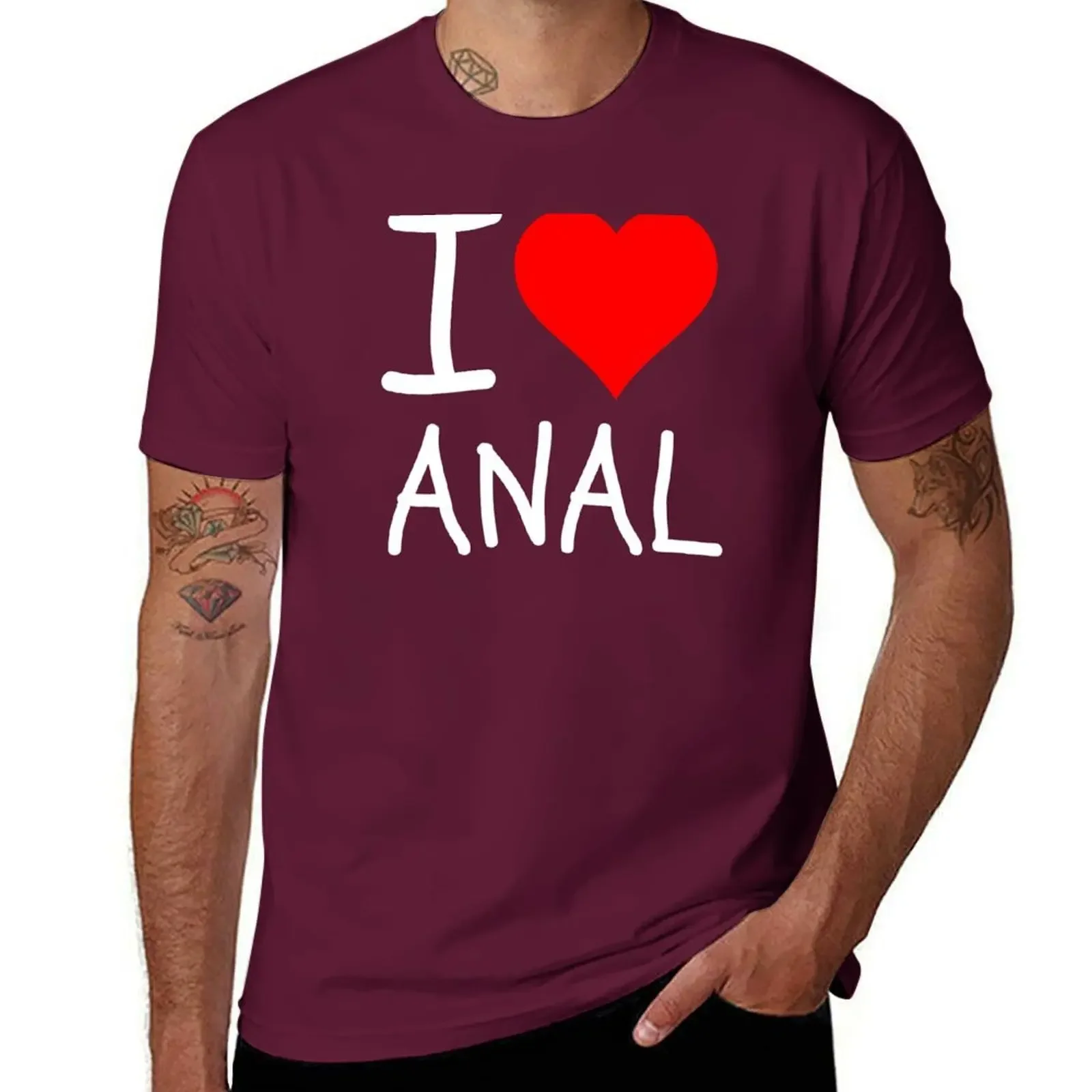 Animal Prinfor Boys Vintage Mens Tall T Shirts I Love Anal Funny Butt Sex Design T-Shirt Plus Size Tops Men Clothing Oversized