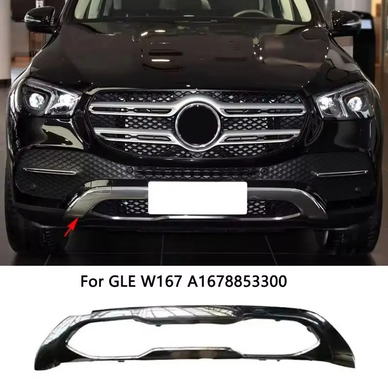 

A1678853300 For Mercedes Benz GLE V167 W167 GLE350 Front Bumper Lip Spoiler Chrome Trim Chromium Styling Diffuser Accessories