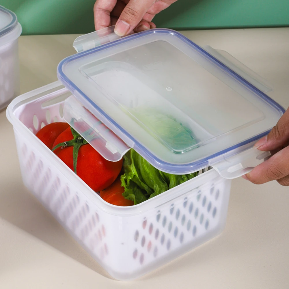 1/3pcs Multi-Purpose Dual Use Drainable Crisper Box Stackable High Capacity Containers For Veggie Food with Drain Basket