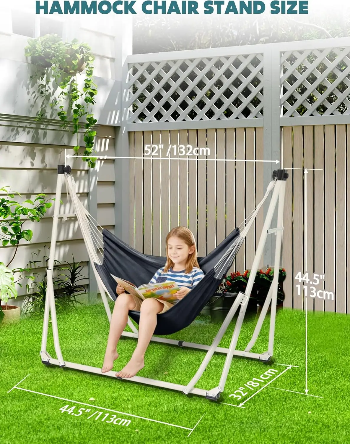 2-in-1 Hammock and Swinging Chair with Folding Steel Stand and Travel Bag, Portable and Height-Adjustable, Effortless Setup for Indoor, Outdoor, Porch, Patio, Garden, Camping - view 4