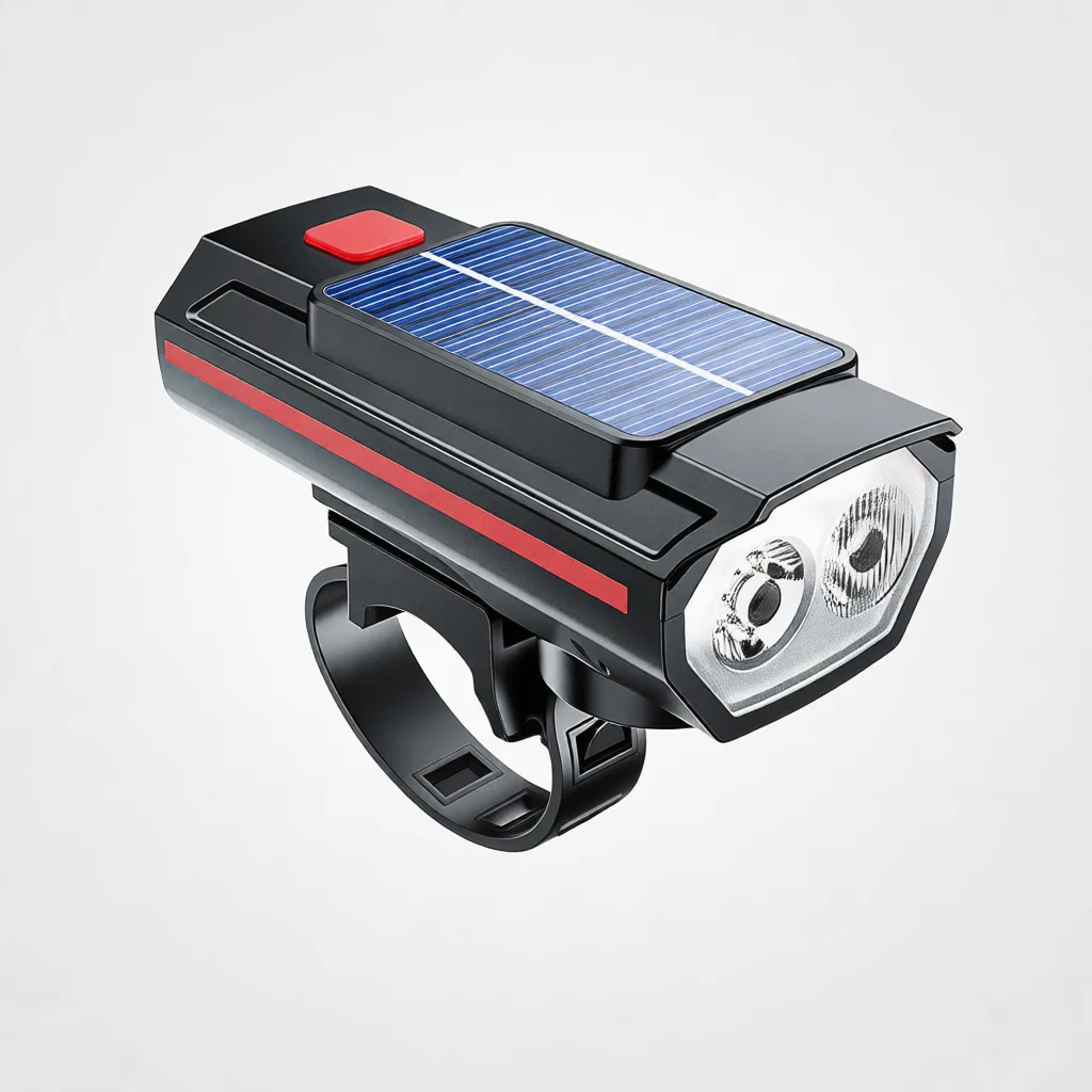 高性能ソーラー自転車ライト明るいLED懐中電灯警告ホーン付き - Cycling Gear Essentials のレビューと価格