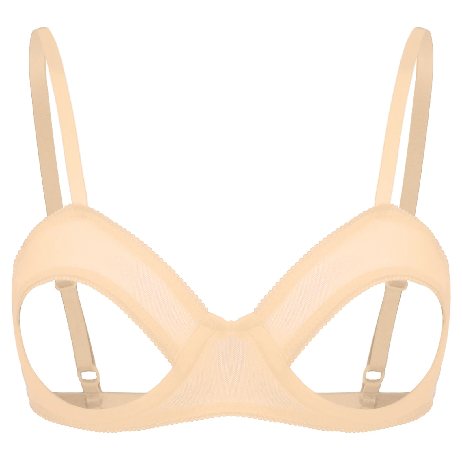 Women Lingerie Open Cup Bra Sissy Chest Hollow Out See Through Mesh Underwire Bra Lingerie Tempting Role Play Brassier Underwear