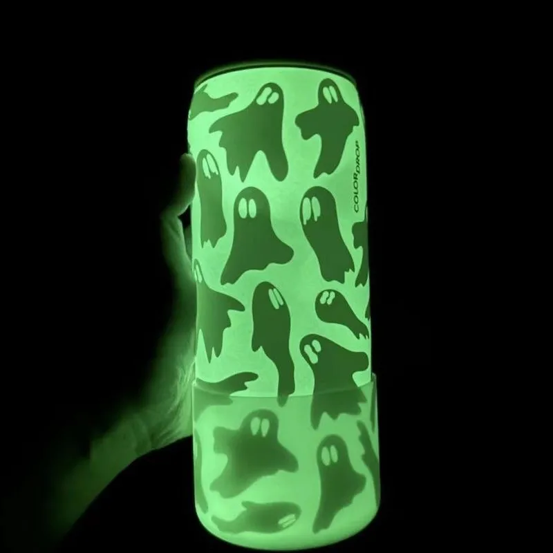 Nuevo Freesip, luz nocturna de Halloween, taza de agua fantasma, fantasma espeluznante, taza aislada de 32oz, regalo de Halloween brillante