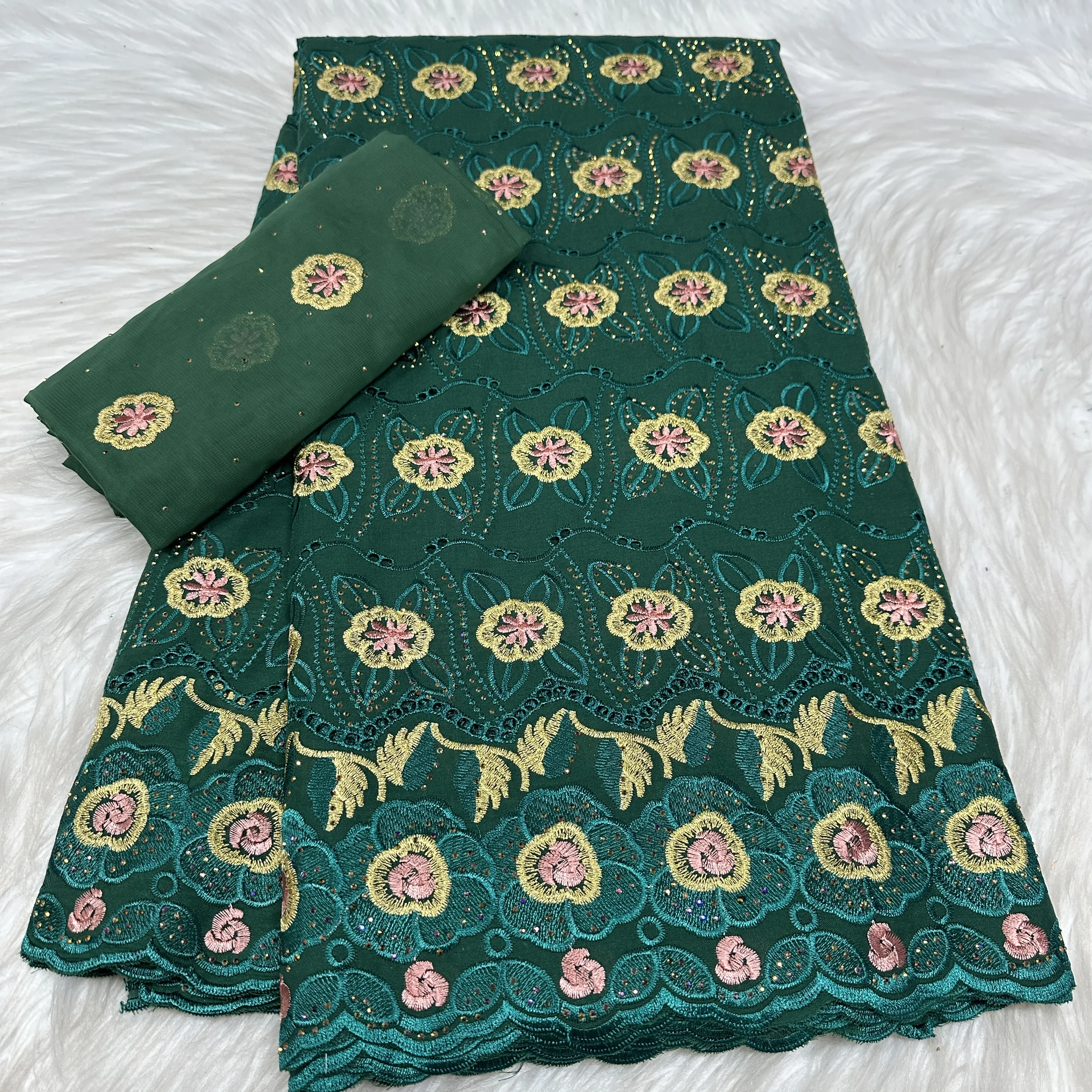 

5 + 2 ярда 100% швейцарская кружевная ткань с камнями, горячая распродажа, 2025 г., африканская нигерийская французская ткань для элитного свадебного платья для шитья невесты