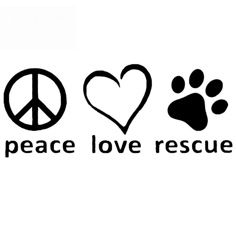 SZWL Peace Love Rescue Vinyl Decal Creative Car Sticker Decoration Accessories for Auto Truck Bumper Window,18cm*6cm